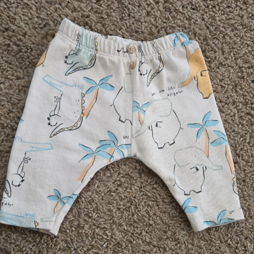 Zara Baby Pants with Animal Print - Blue and Cream